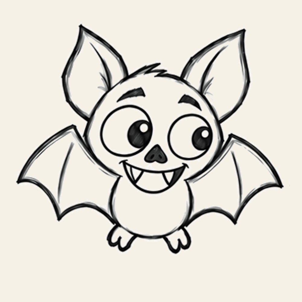 Step 12 of how to draw a bat: Step 12