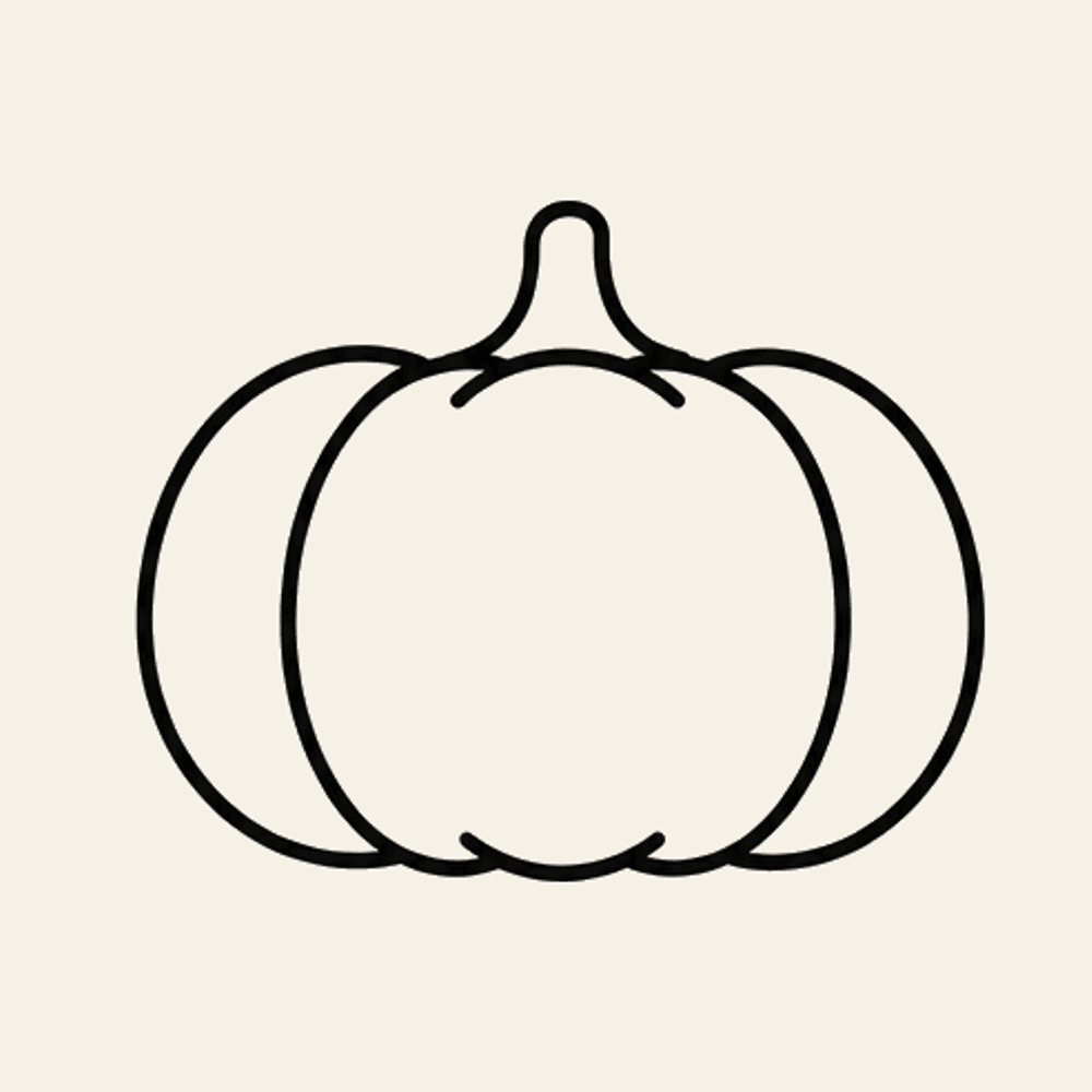 Step 3 of how to draw a pumpkin: Add the side lobes
