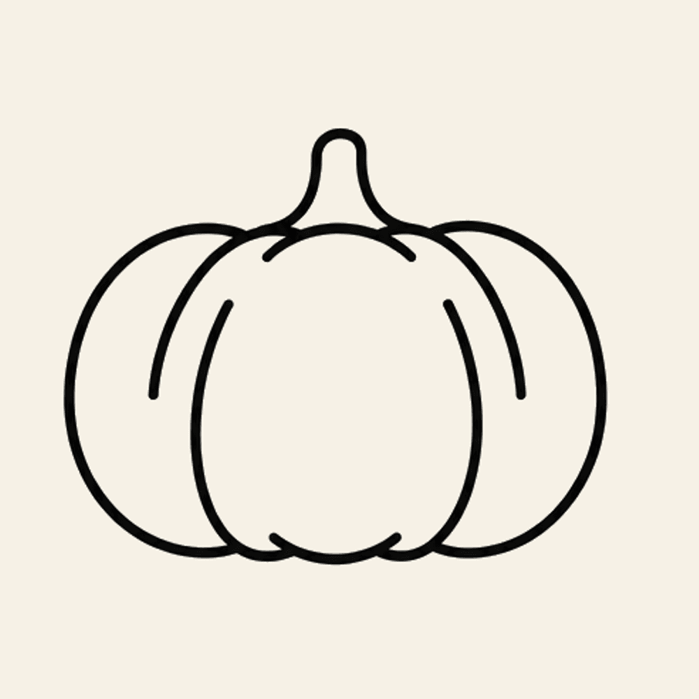 Step 4 of how to draw a pumpkin: Add the rib curves