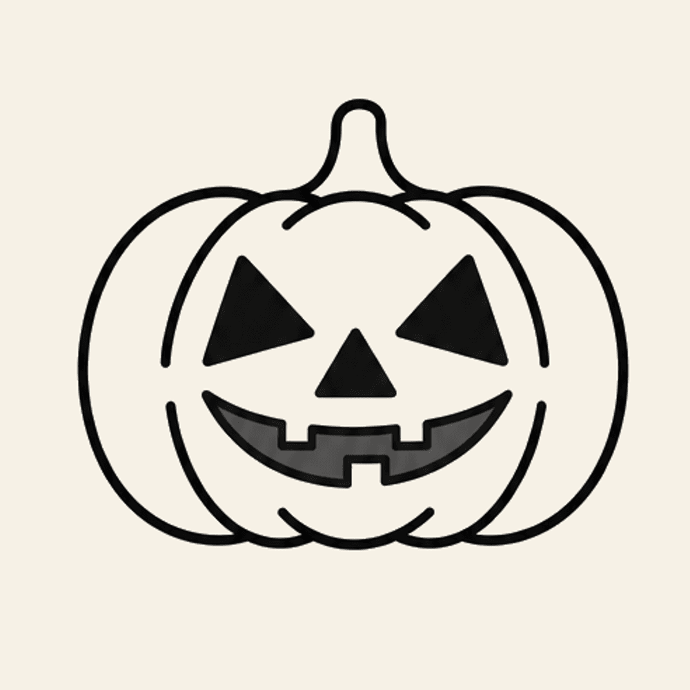 Step 7 of how to draw a pumpkin: Carve the gray grin