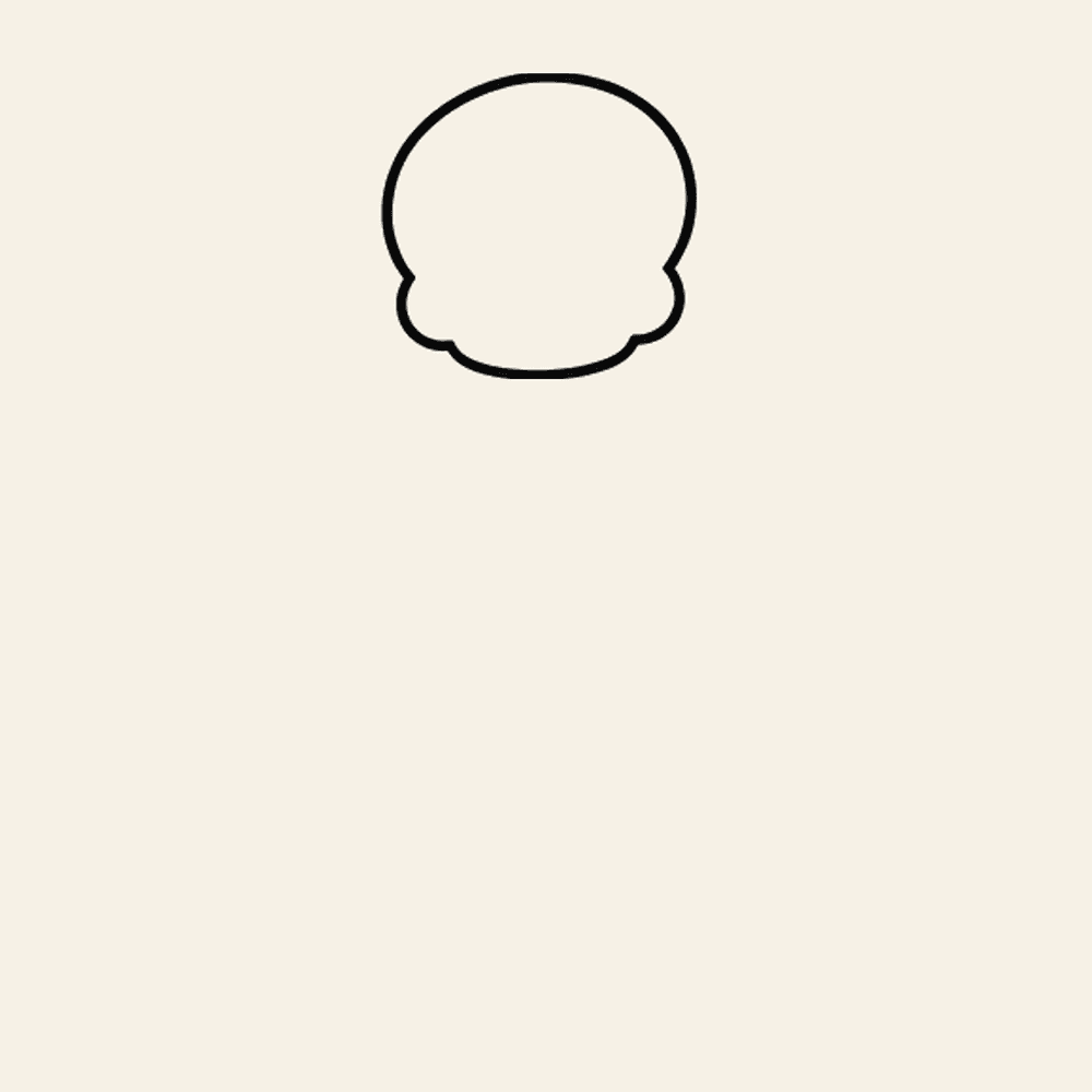Step 1 of how to draw a skeleton: Draw the head