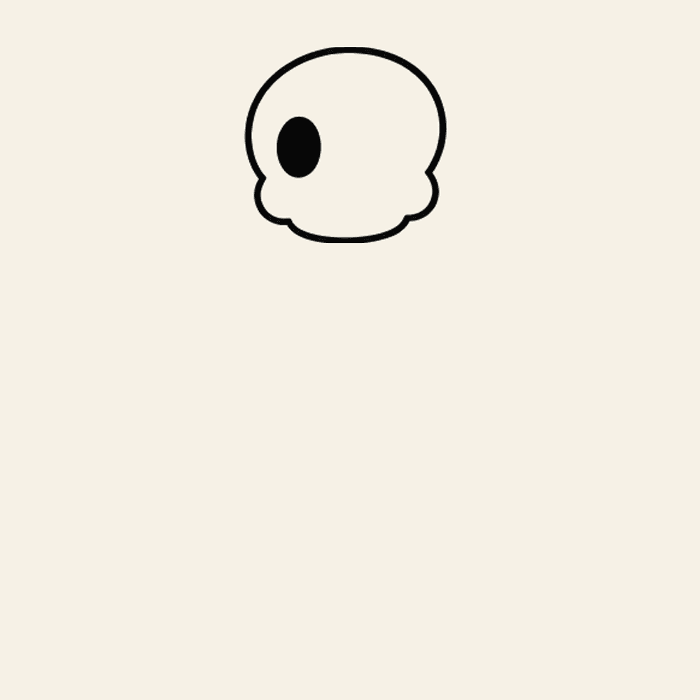 Step 2 of how to draw a skeleton: Draw the left eye