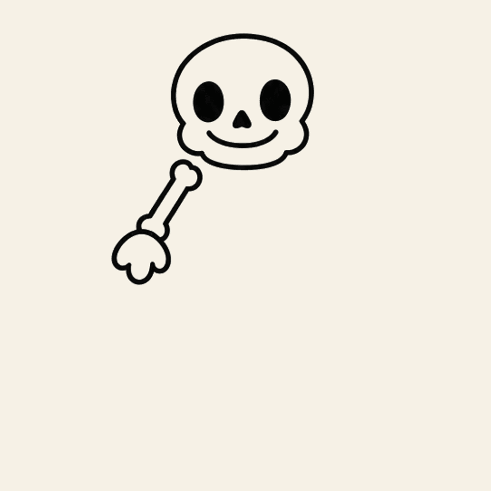 Step 6 of how to draw a skeleton: Draw the left arm