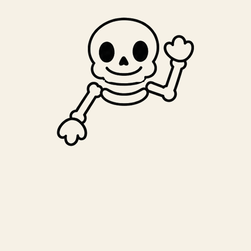 Step 8 of how to draw a skeleton: Draw the collar