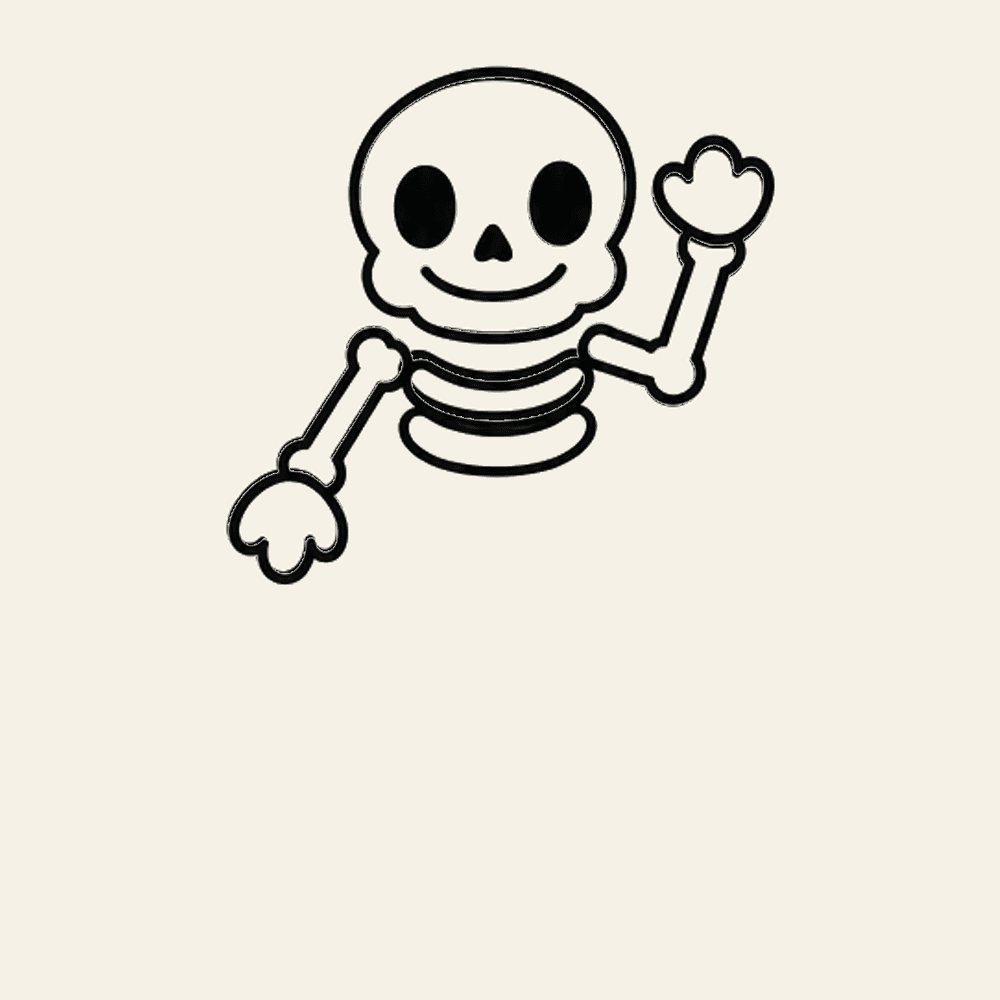 Step 9 of how to draw a skeleton: Draw the rib cage