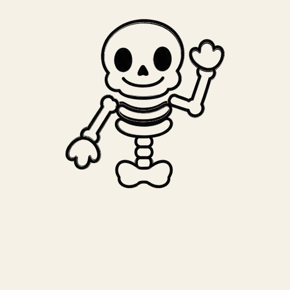 Step 11 of how to draw a skeleton: Draw the pelvis