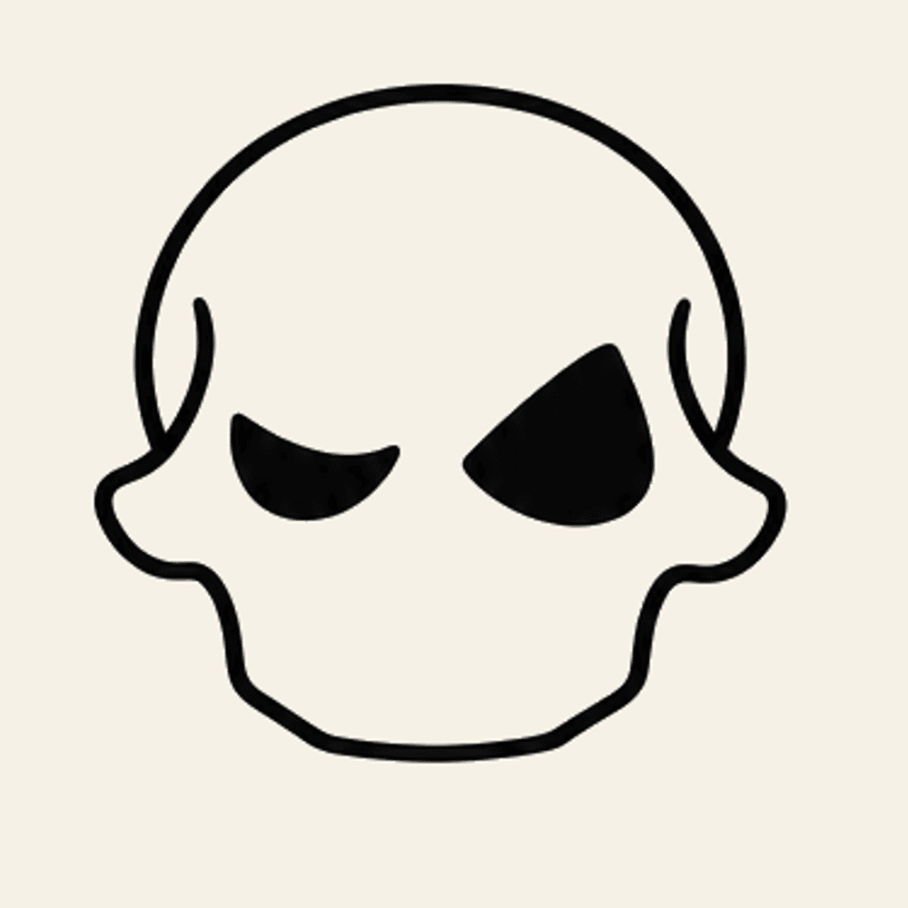 Step 6 of how to draw a skull: Draw the right eye