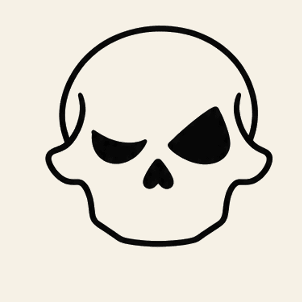 Step 7 of how to draw a skull: Draw the nose