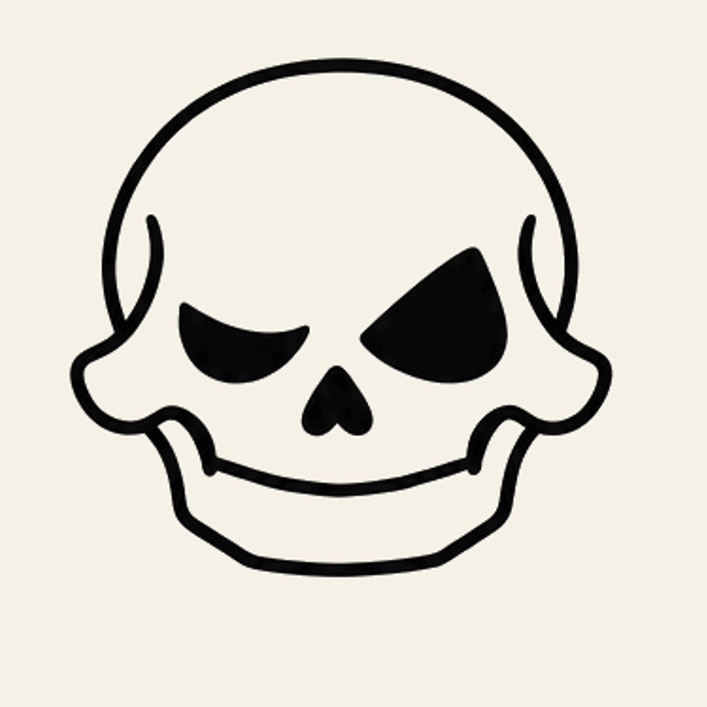 Step 8 of how to draw a skull: Add the jaw line