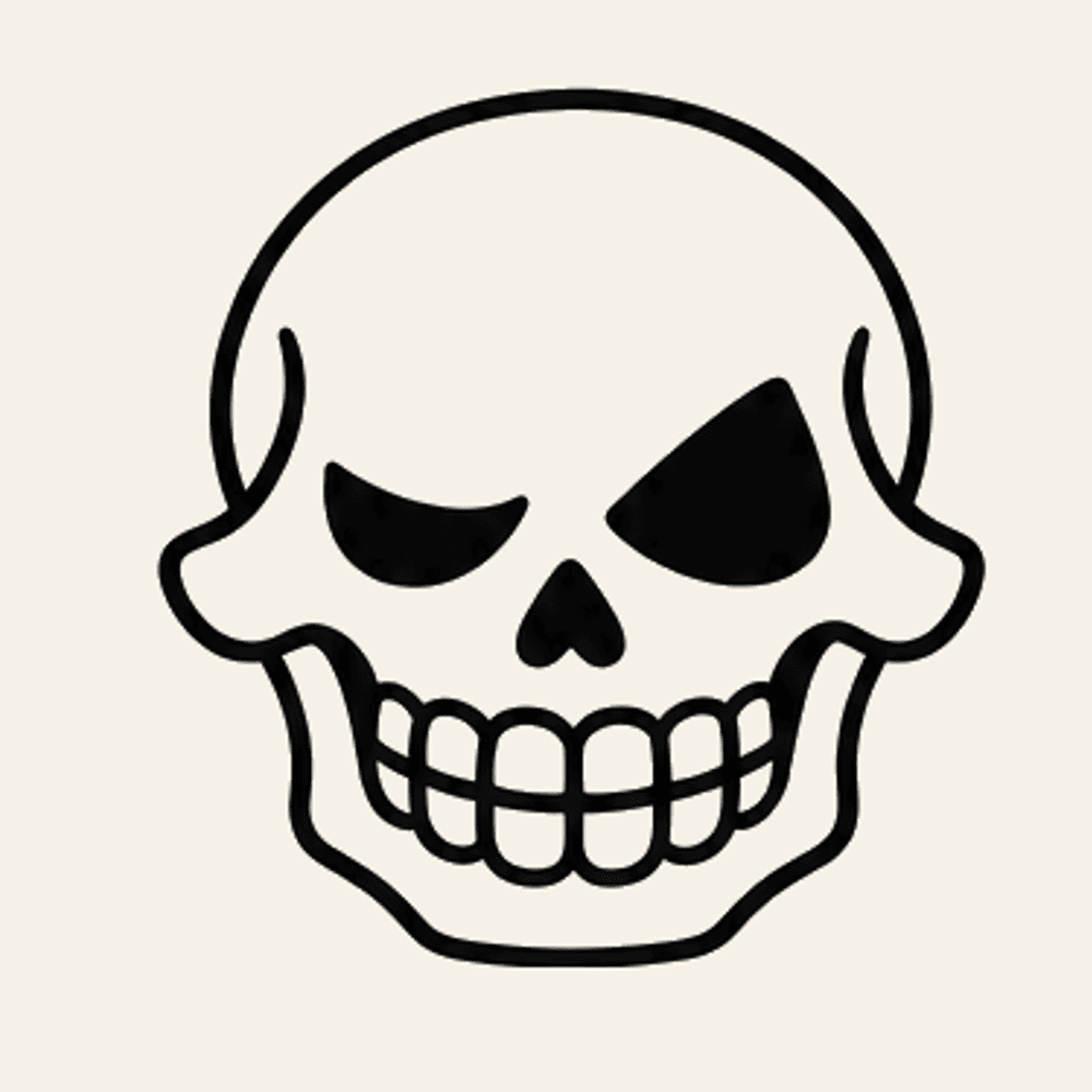 Step 9 of how to draw a skull: Draw the teeth