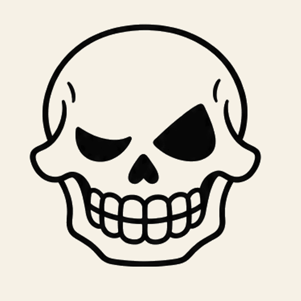 Step 10 of how to draw a skull: Add the forehead marks